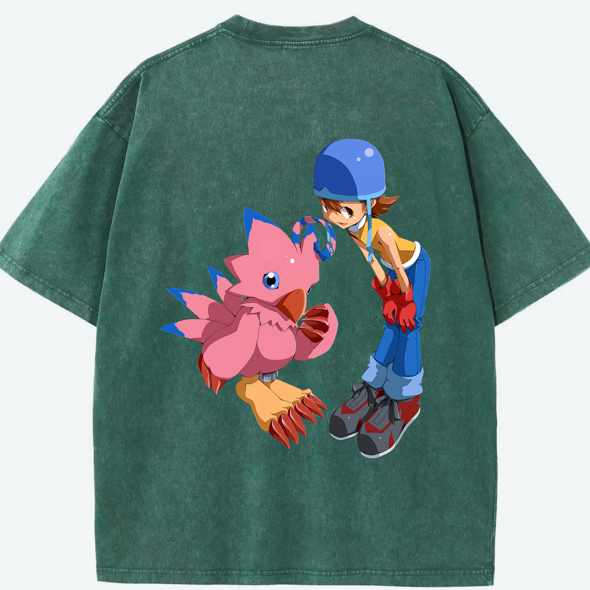 （画像用） Digimon デジタルモンスター/デジモン 綿100% ヴィンテージ風 半袖Tシャツ（背面プリント）